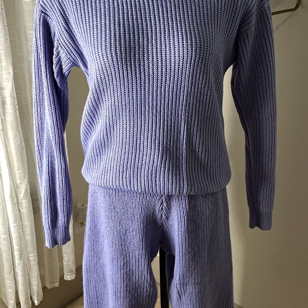 Purple Knit Sweater and Pants Set